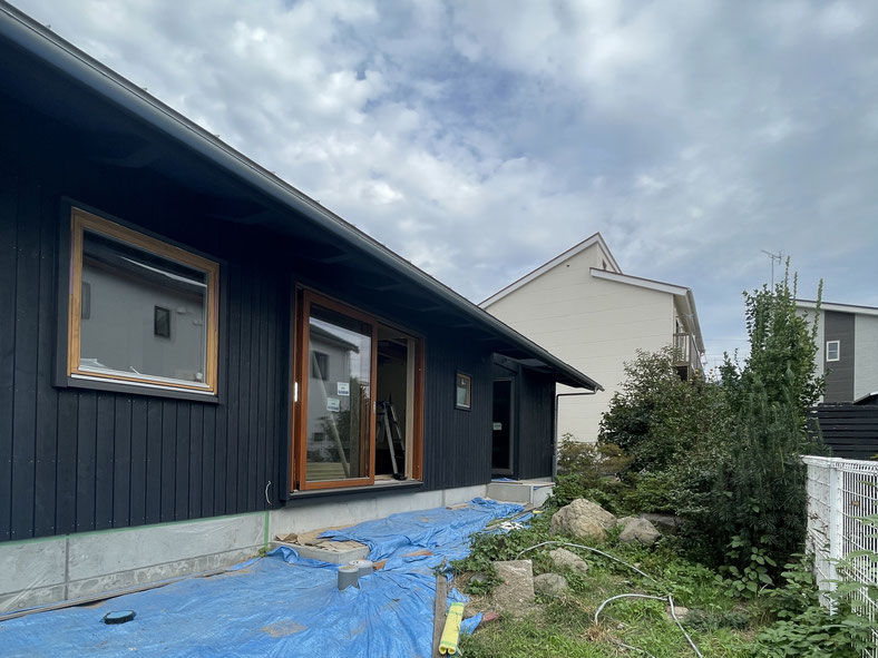長野県　松本市　安曇野市　建築設計事務所　建築家　news設計室　丸山和男　住宅設計　設計監理　出川町の家Ⅰ　足場撤去