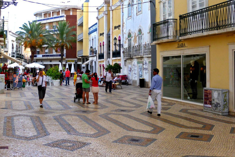 Portuguese tiled pavement in Faro business district 