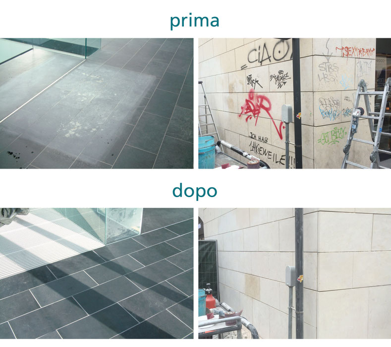 prima-dopo pulizia pavimenti e facciate