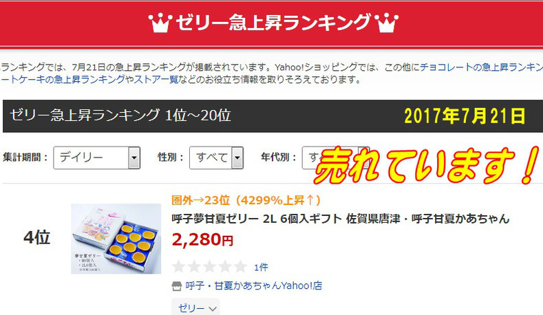 ゼリー人気急上昇ランキング4位  2017年7月21日・佐賀県唐津・呼子（ 加部島）甘夏かあちゃん