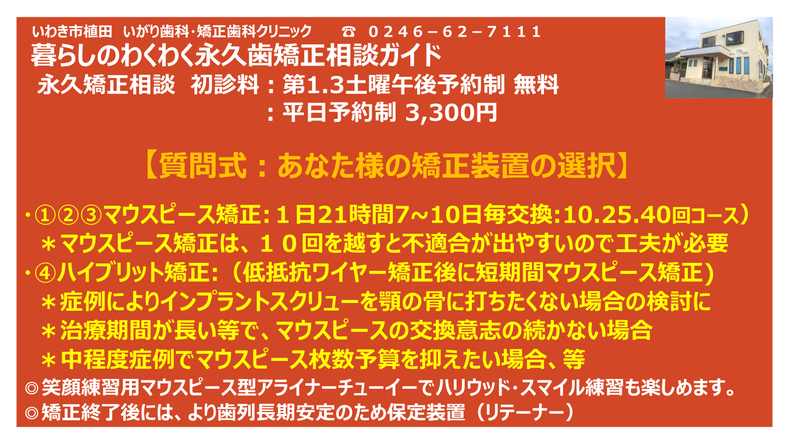 いわき市　マウスピース矯正　いがり歯科・矯正歯科クリニック
