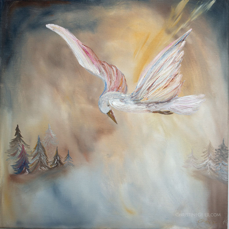 Original Ölbild Gemälde, Malerei, Öl auf Leinwand, Vogel, fliegender Vogel, Wald, Vogel in Öl, oilpainting, oil on canvas, birdart, birdlovers, naturelovers, holy art, visionary art, Visionsmalerei