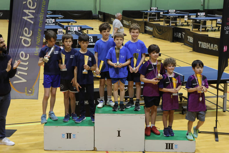 Eq Benjamins 1ère au Championnat Jeunes le 11 avril 2026 avec Noah, Hugo et Nathan