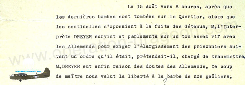 Témoignage d'un résistant incarcéré aux prisons des casernes de Draguignan.