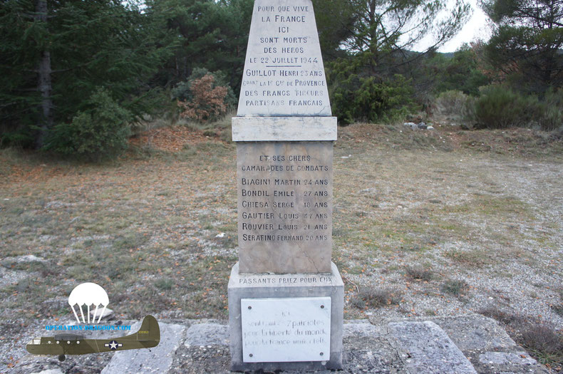 Stèle des résistants de Aups tués au col de la Bigue le 22 juillet 1944.