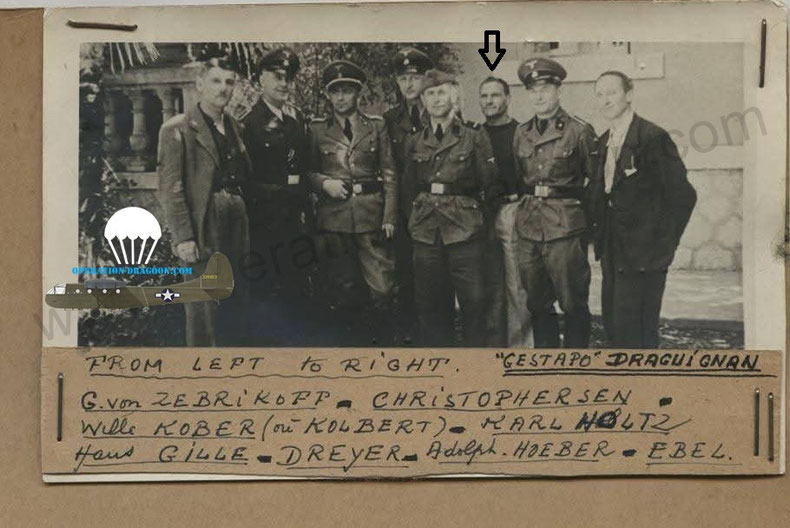 Photo détenue aux archives nationales des officiers de la Gestapo-SIPO-SD du Var, des agents français de la Gestapo et de leurs interprètes dont André DREYER prise à Draguignan.