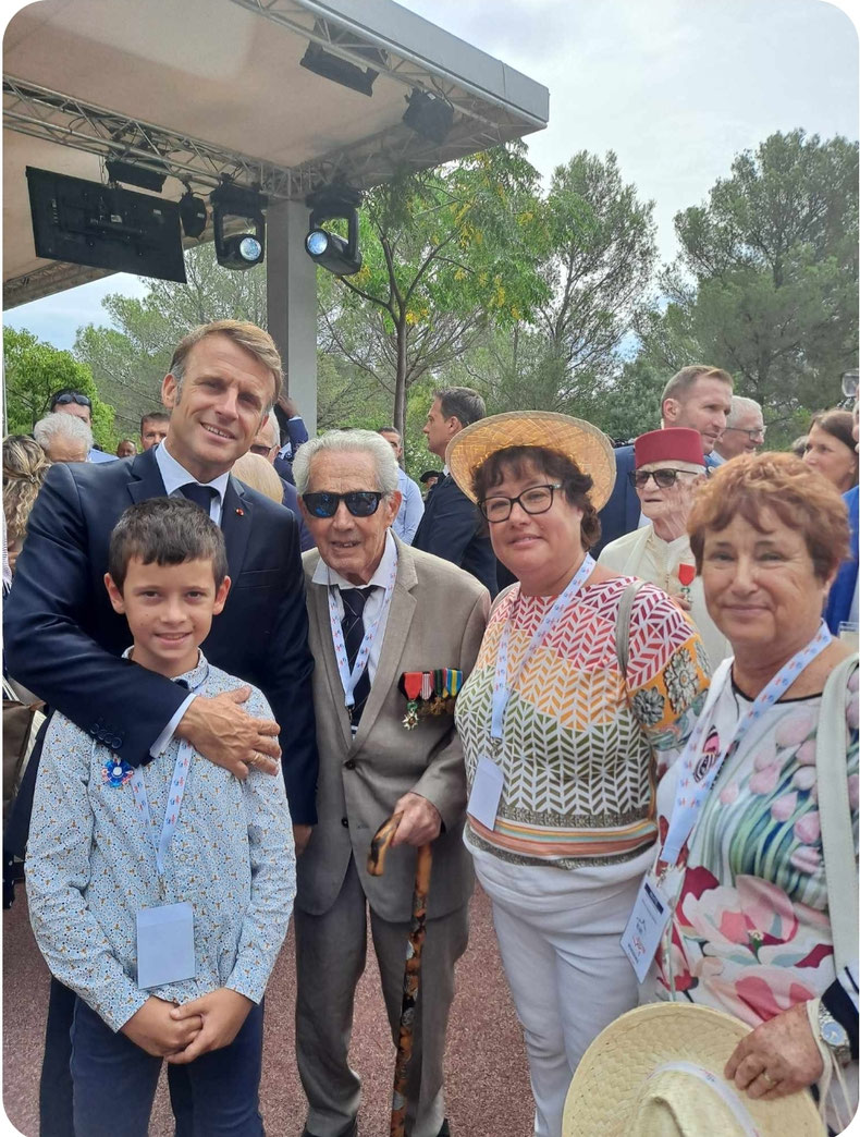 Jean BIMA et sa famille reçu pas le président MACRON lors des cérémonies du 80 em anniversaire du débarquement de Provence.