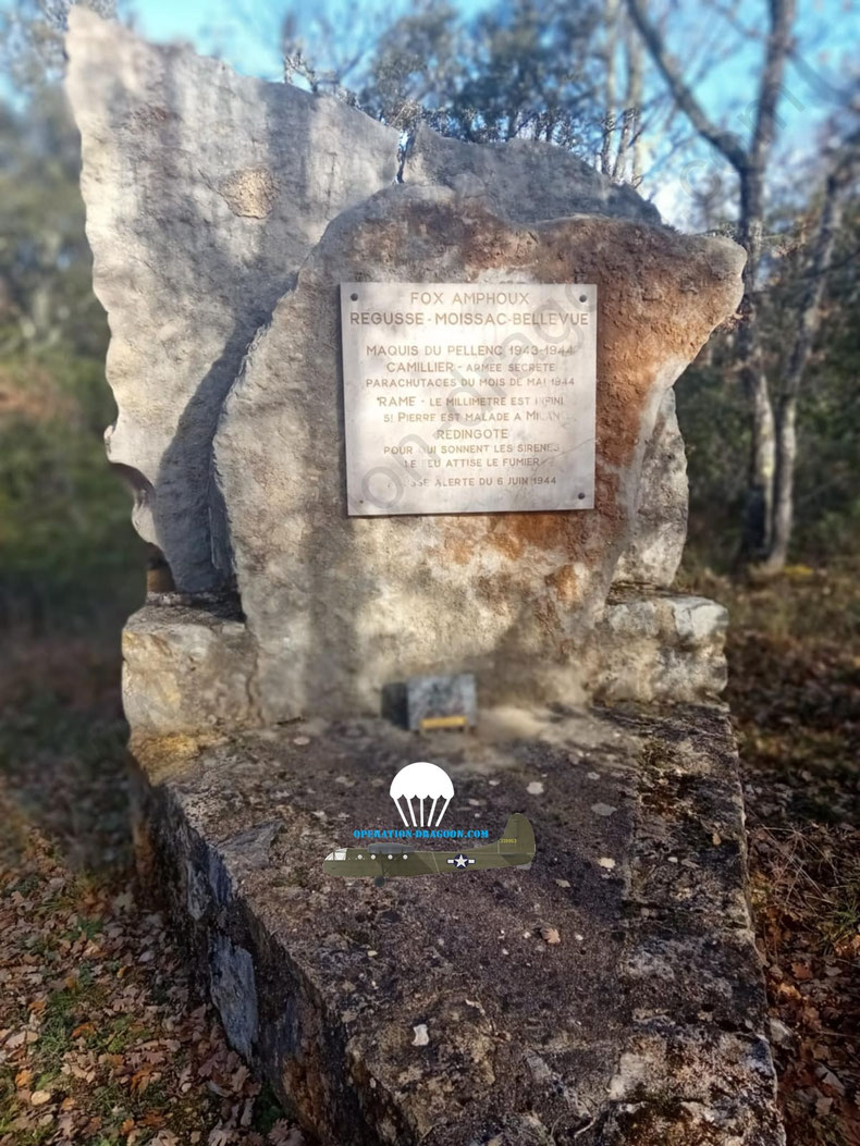 Une stèle fut érigée dans les bois du Pelenc mais ne mentionnant que le terrain parachutage secteur Aups- A ce jour, aucune stèle rend hommage aux hommes de BENEDITE et au Maquis forestier