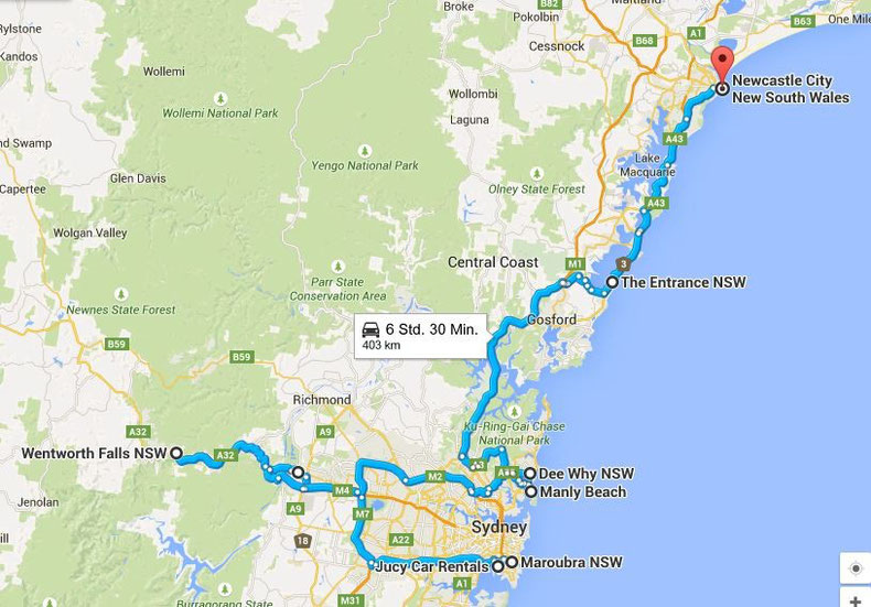 Die ersten Kilometer mit dem Camper (Quelle: Google Maps)