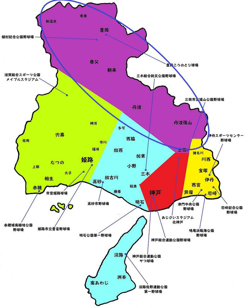 兵庫県但丹地区高校野球地図