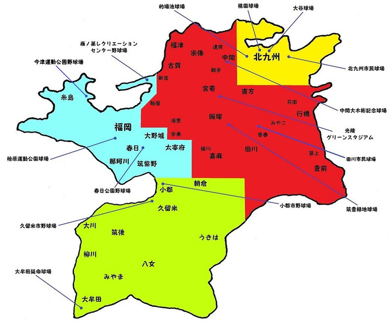 福岡県高校野球地図