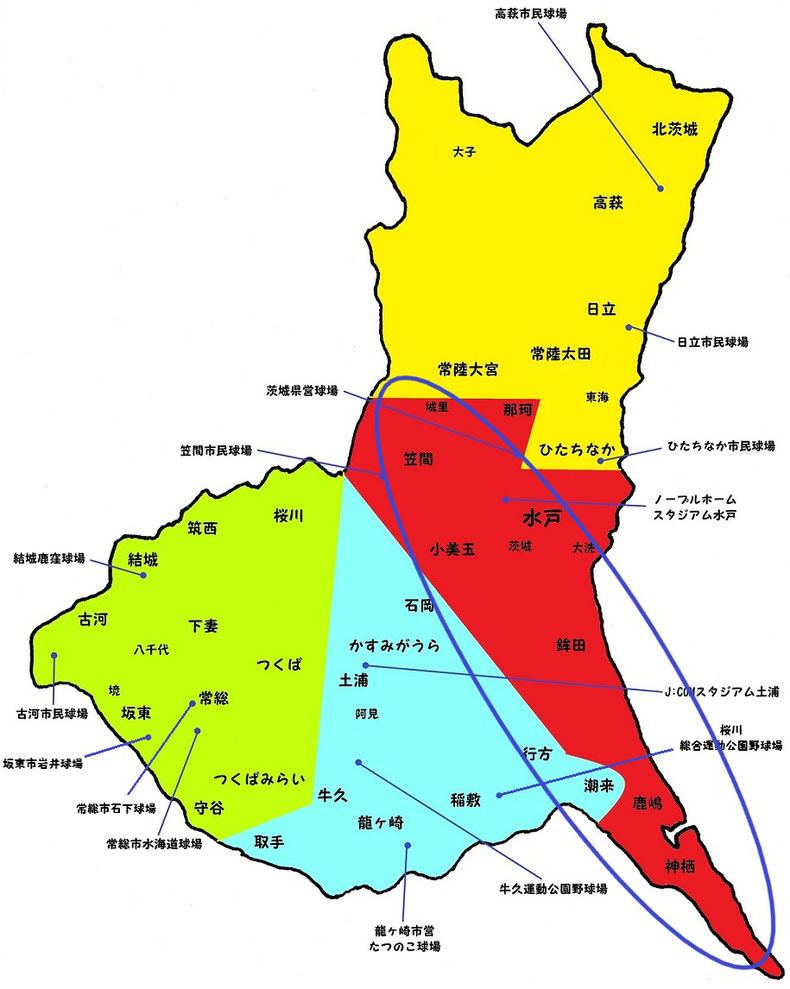 茨城県水戸地区高校野球地図