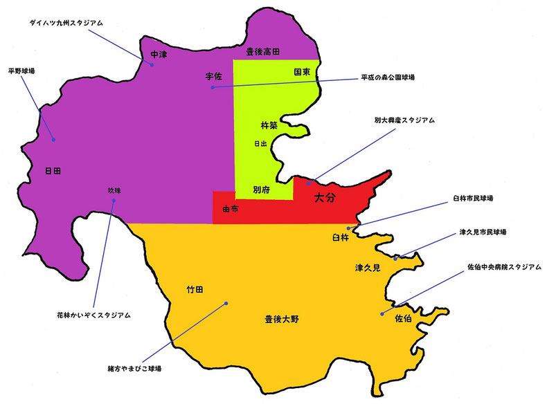 大分県高校野球地図