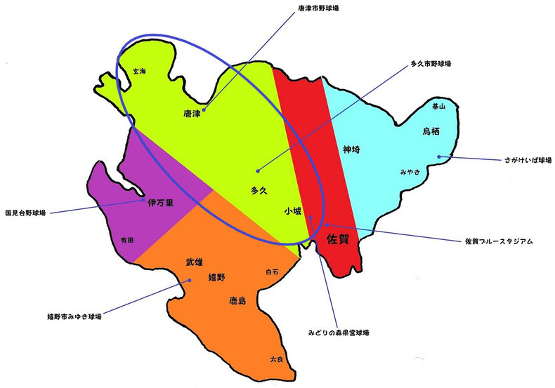 佐賀県唐松地区高校野球地図