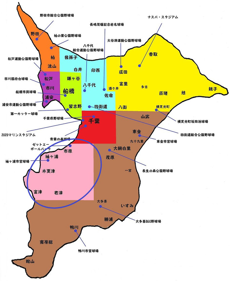 千葉県第八地区高校野球地図