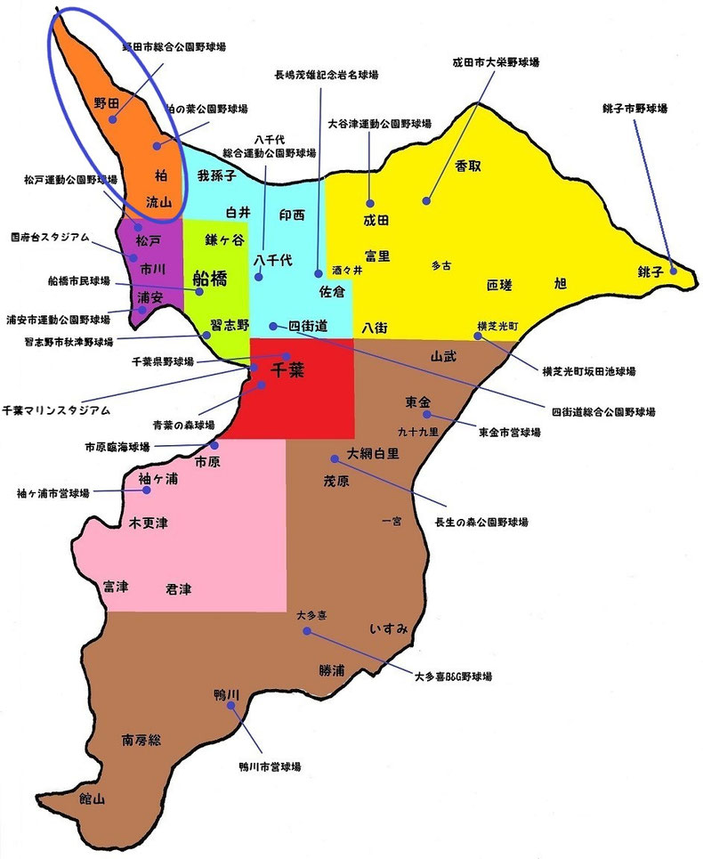 千葉県第四地区高校野球地図