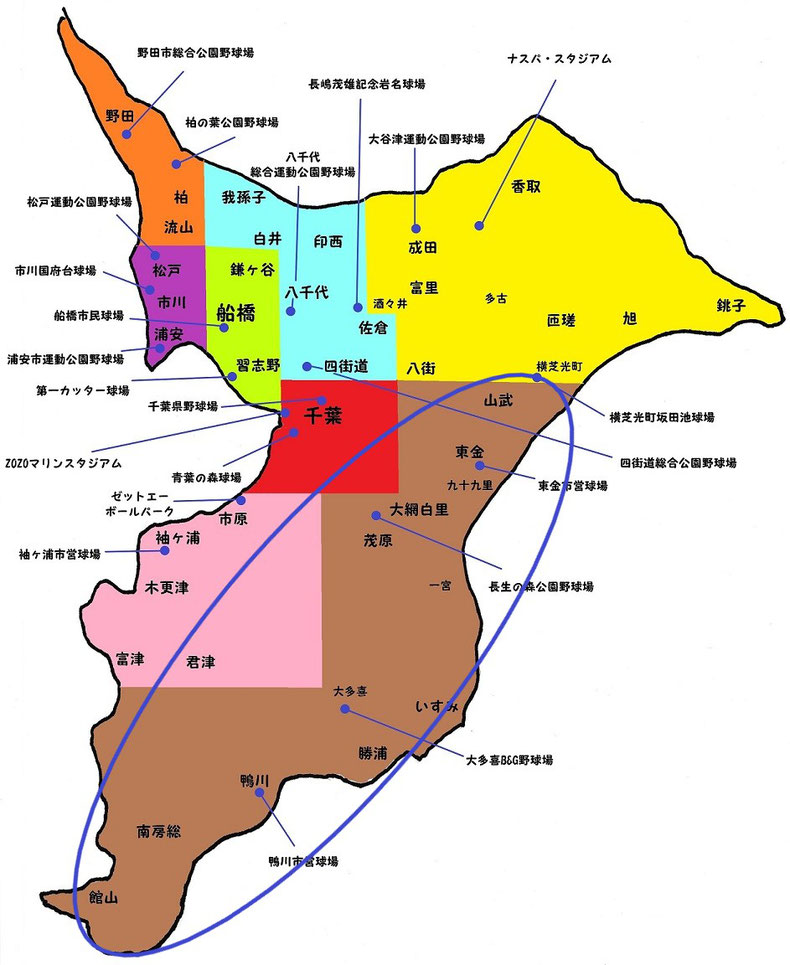 千葉県第七地区高校野球地図