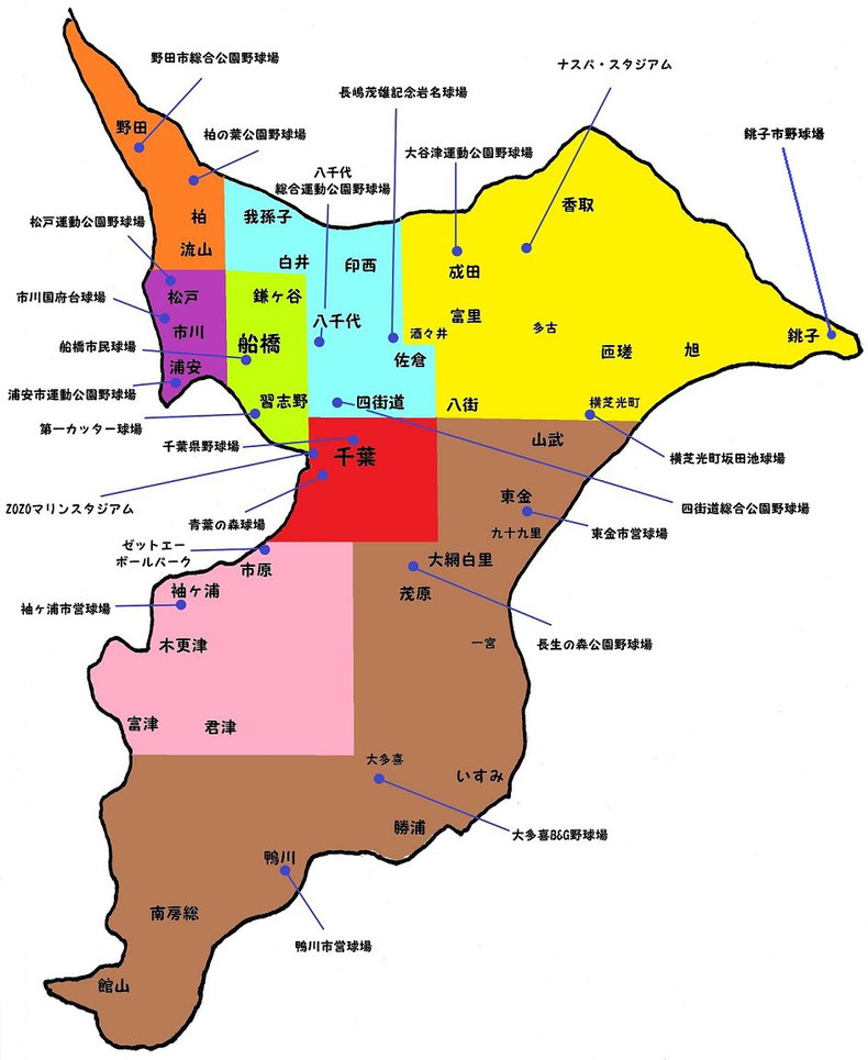 千葉県高校野球地図