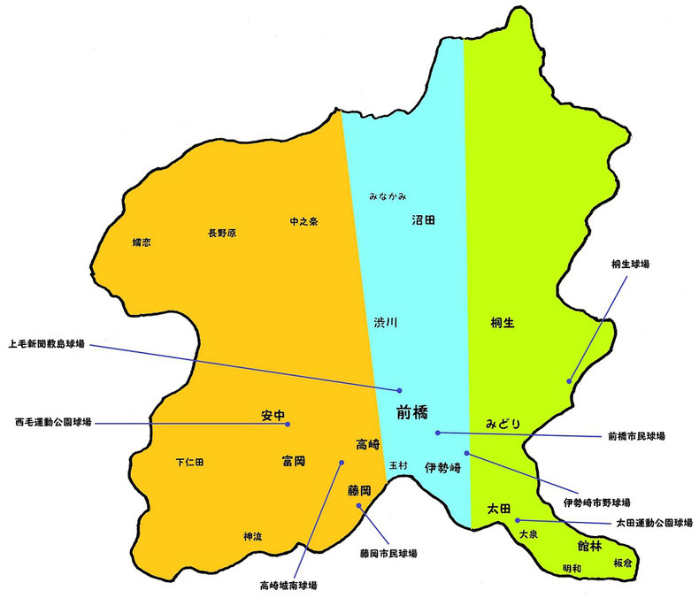 群馬県高校野球地図