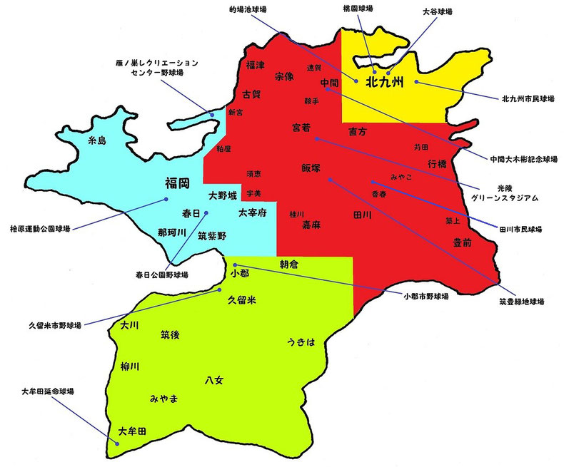 福岡県高校野球地図