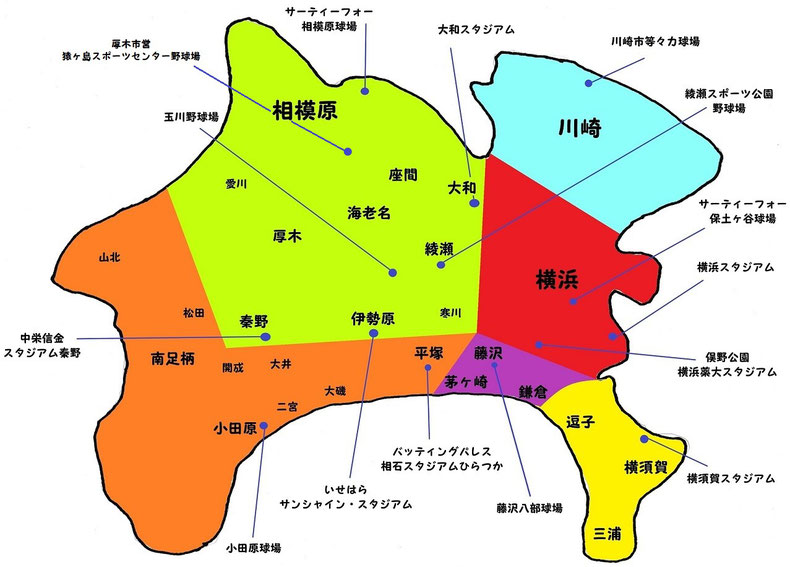神奈川県高校野球地図