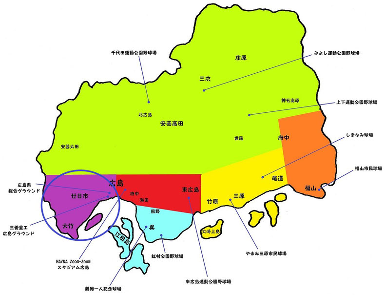 広島県広島西地区高校野球地図