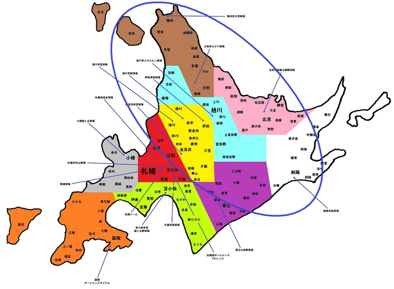 北北海道高校野球地図