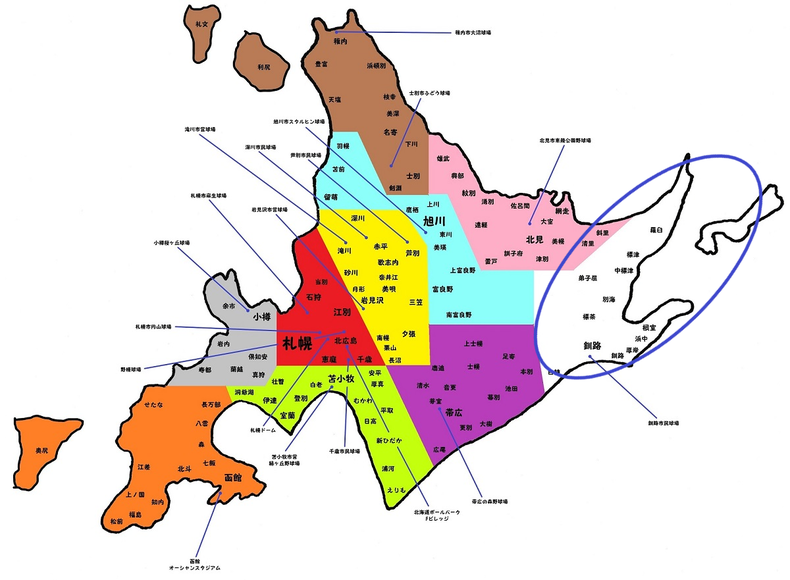 北海道釧路支部高校野球地図