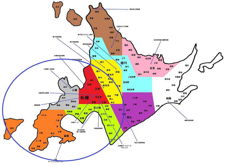 南北海道高校野球地図