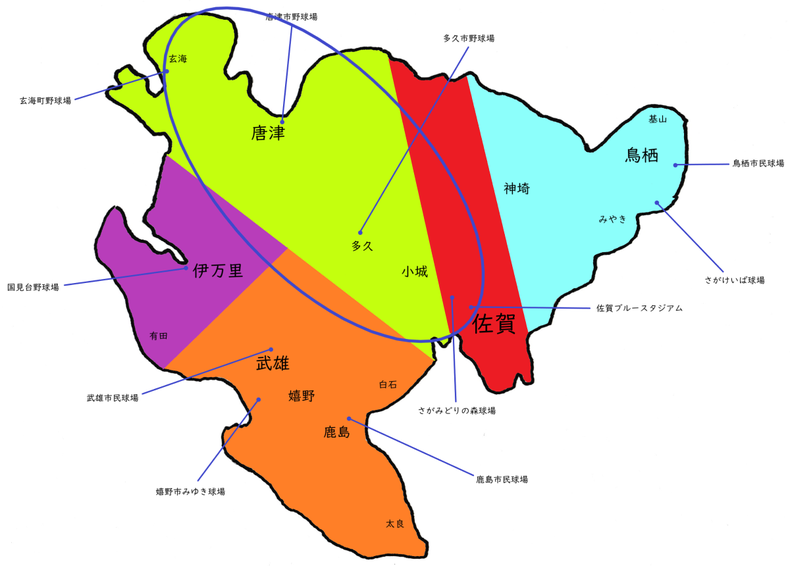 佐賀県唐松地区高校野球地図