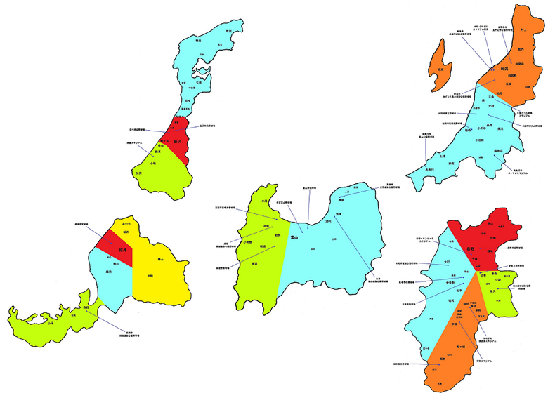 北信越地方高校野球地図