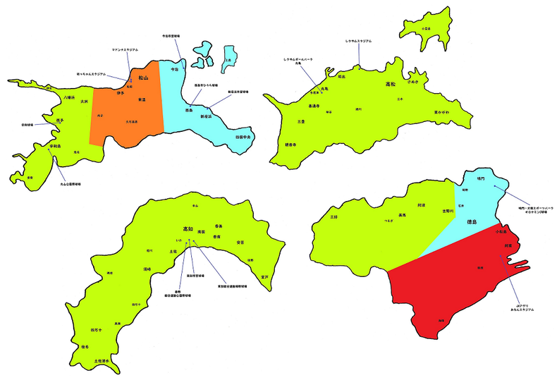 四国地方高校野球地図