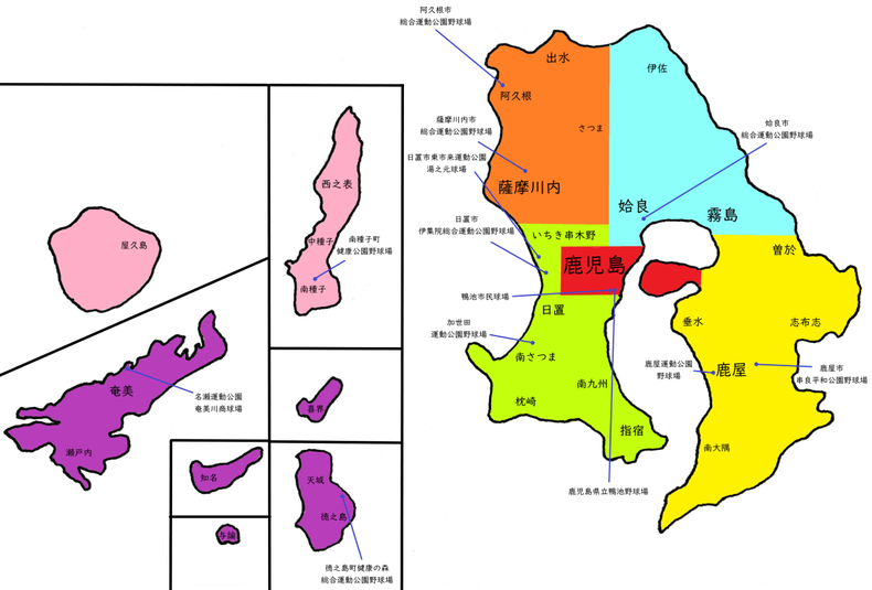 鹿児島県高校野球地図