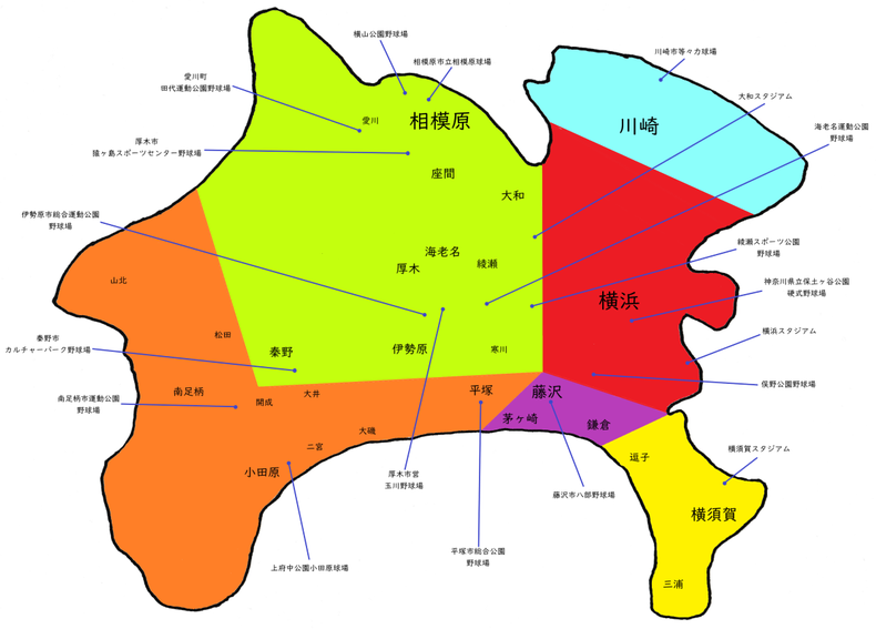 神奈川県高校野球地図