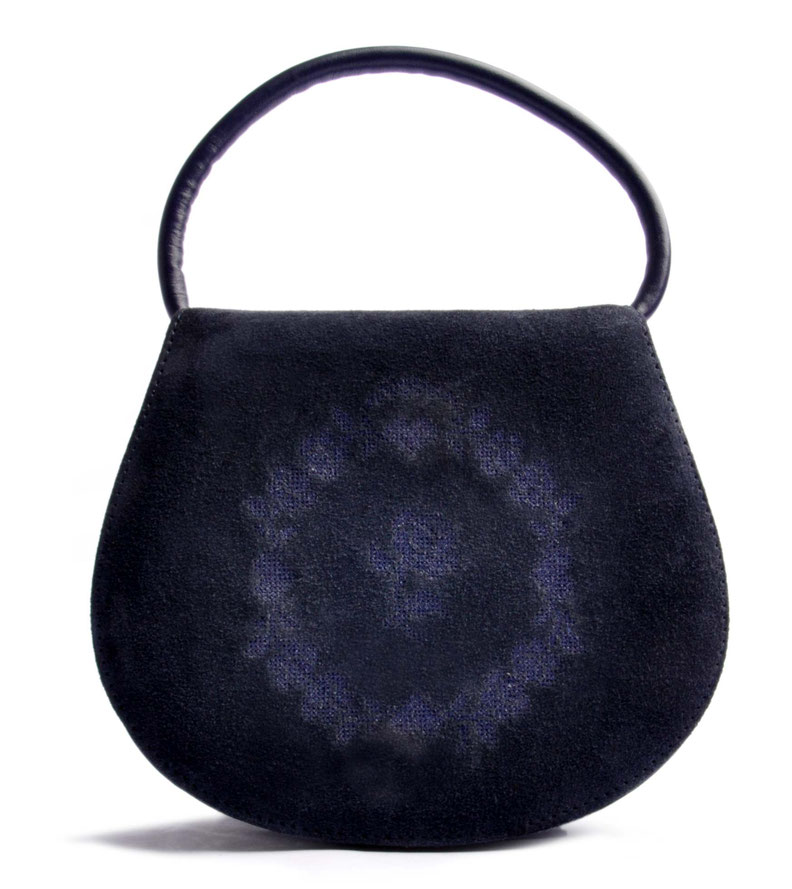 Handgefertigte Trachtentasche HENRIETTE Leder blau OSTWALD Traditional Craft
