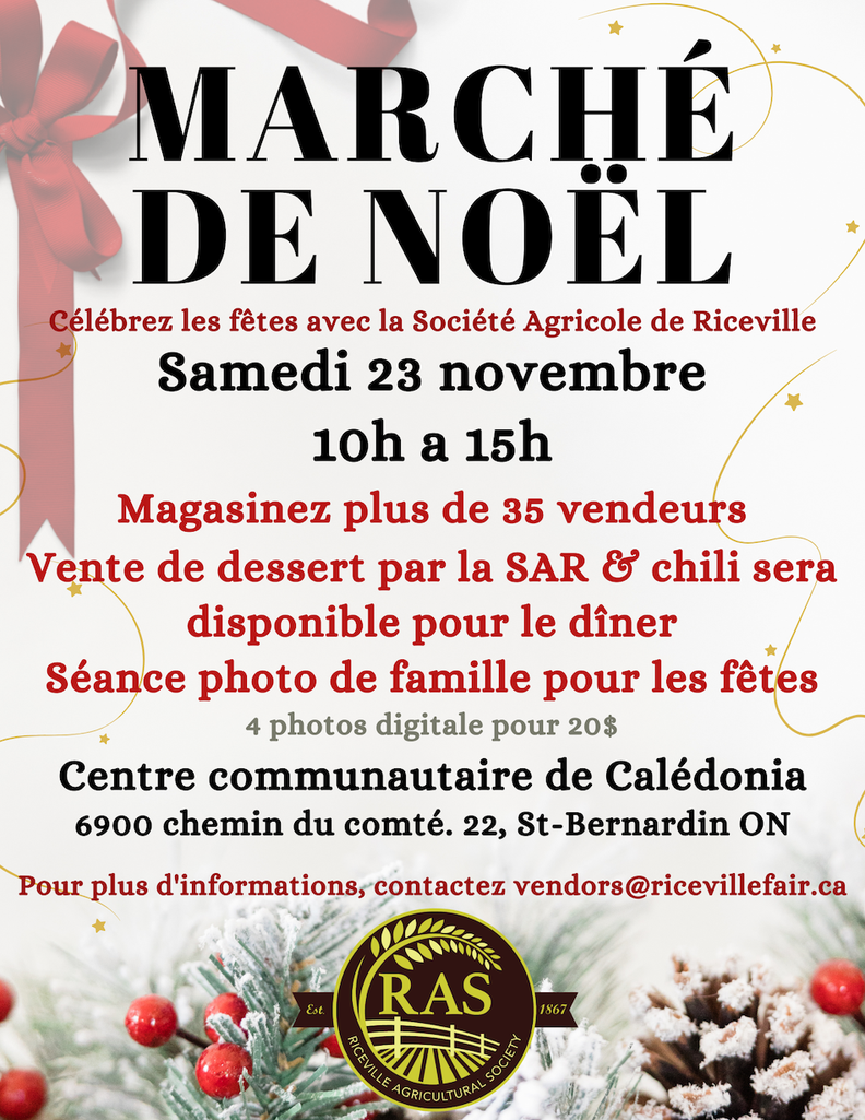 Affiche du Marché de Noël de la Riceville Agricultural Society