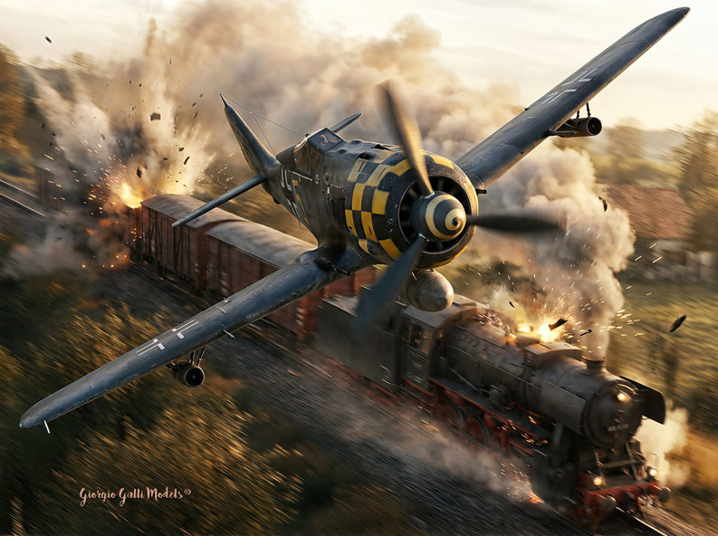 Fine Aviation Art A.I. : "Yellow 5 " Train attack!! FOCKE WULF FW 190 A/6 BORDER MODEL KIT 1/35 SCALE MODEL based: Version: 3 JG/-1 "Oesau" Yellow 5 (unknown pilot) Deelen (Netherlands) October 1943 -