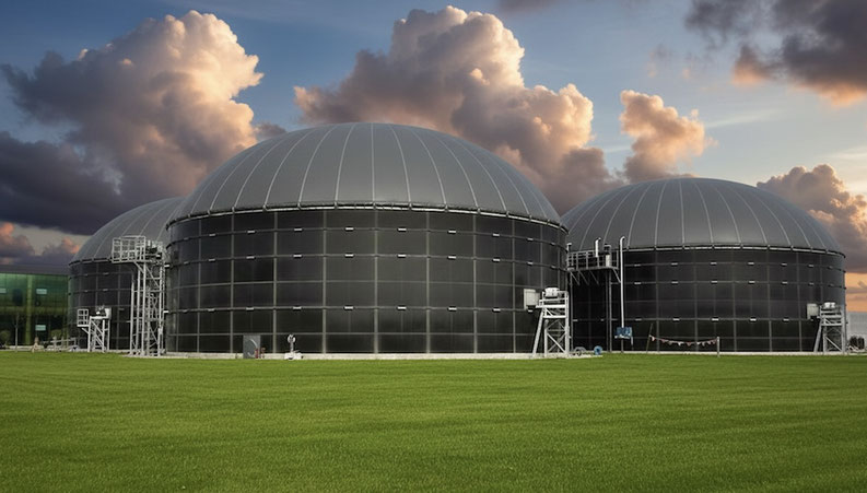 Biodigestor construido con tanques de acero vidriado