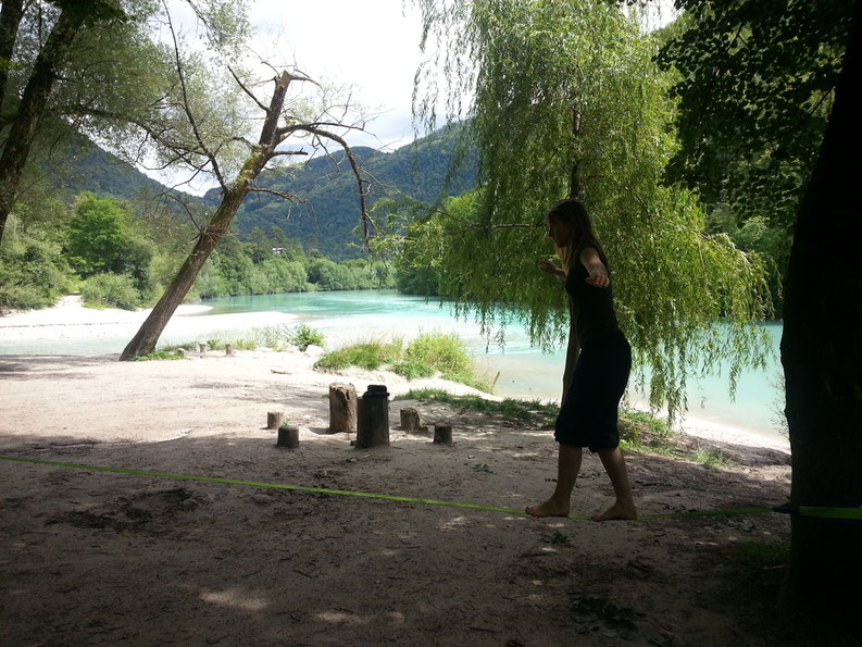 Living in Slovenia - Slacklining at Sotocje, Tolmin