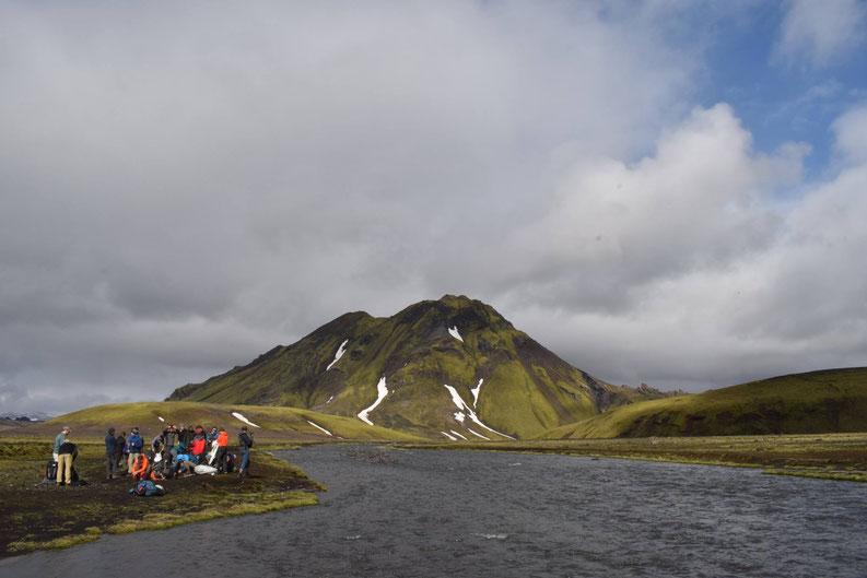 River crossing near Hvanngil, Laugavegur hiking trail.