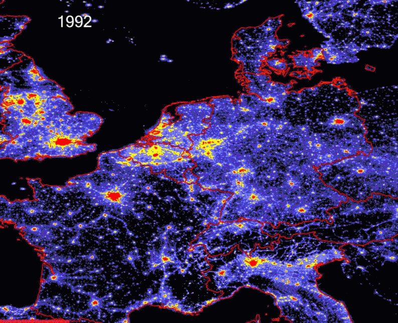 Die Zunahme der Lichtverschmutzung ist weltweit spürbar (Zeitraum 1992 - 2010)