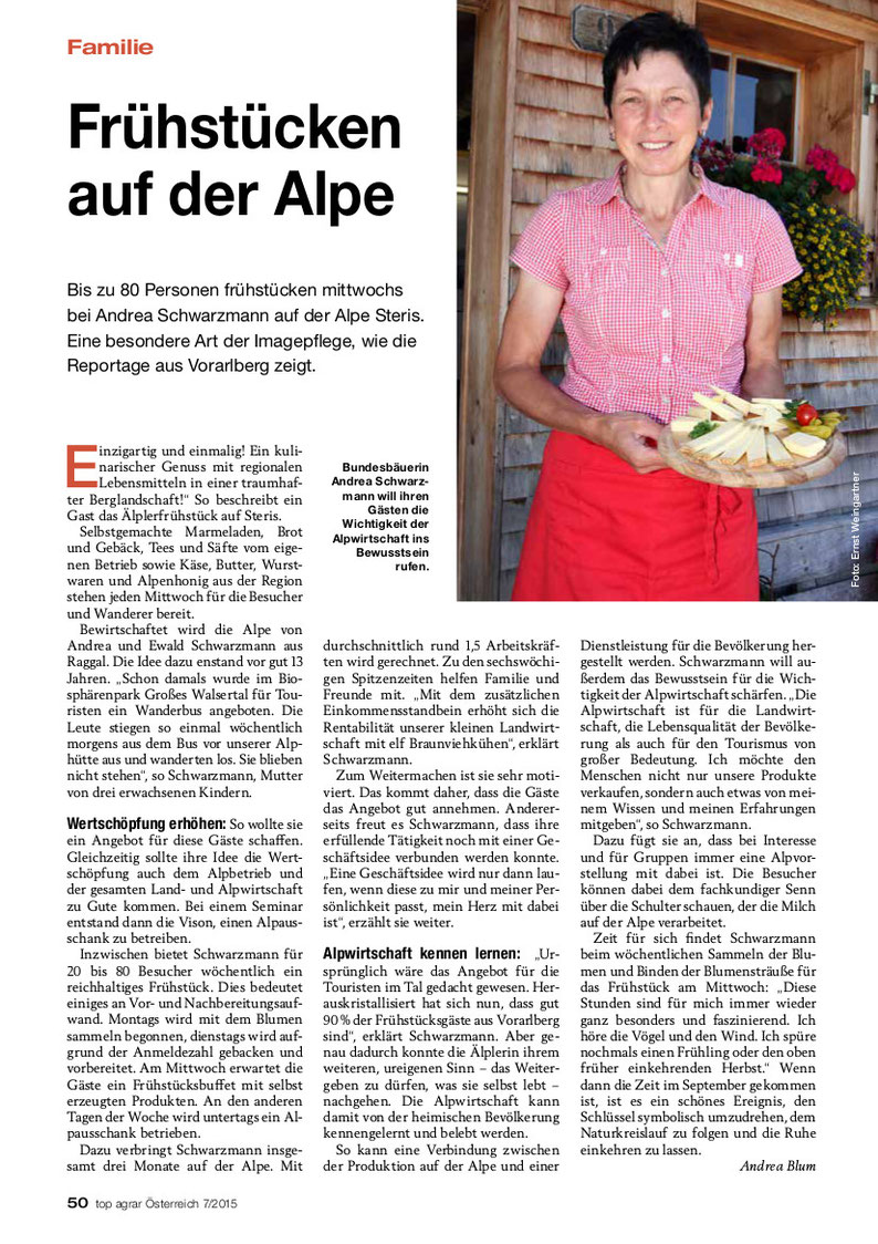 Alpe Steris, Steris, Marul, Großes Walsertal, Sonntag-Stein, Laguz, Wanderung, Alpwanderung, Almwanderung, Älplerfrühstück, Alpwirtschaft, Agrarwirtschaft, Landwirtschaft, Andrea Schwarzmann, Andrea Blum, topagrar Österreich, Biosphärenpark