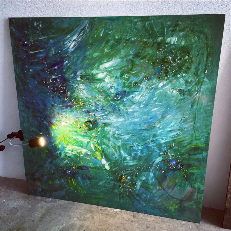 Acryl auf Holz, Mischtechnik 120 x 120 cm