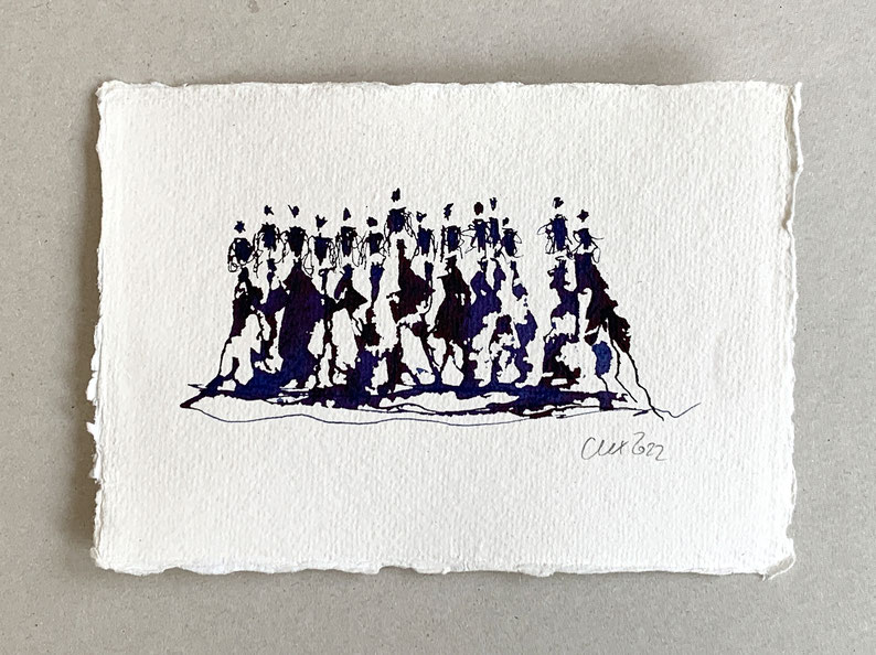 Zeichnung auf handgeschöpftem Büttenpapier