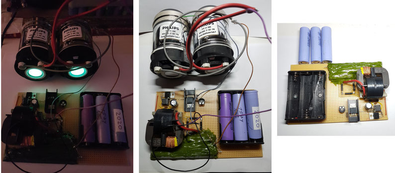 Bild 7: fertiger Aufbau der Platine und Test der Gen1 Röhren mit 10KV und einer Fokusspannung von 380V.