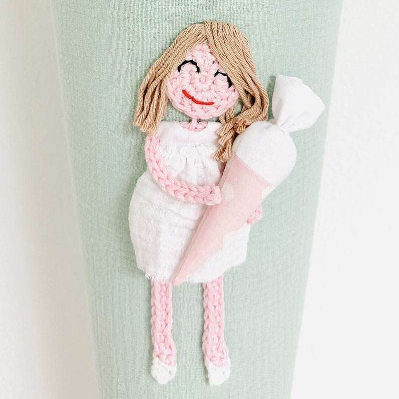 Schultüte JARI mit HÄKELBILD 70cm