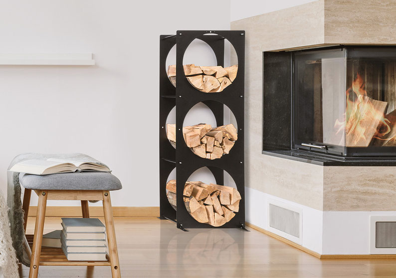 firewood storage shelf circle-design, Feuerholz-Regal im Kreisdesign