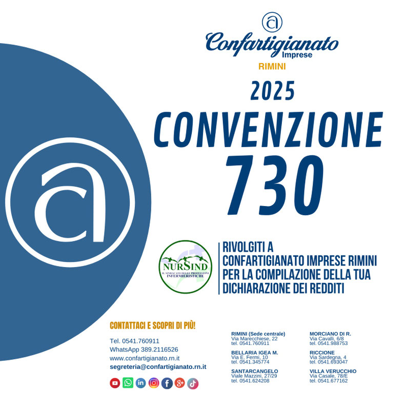 Convenzione 730 con Confartigianato Rimini per la compilazione della dichiarazione dei redditi