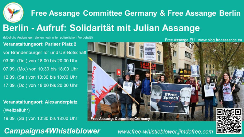 Berlin - Aufruf. Solidarität mit Julian Assange - https://free-whistleblower.jimdofree.com/