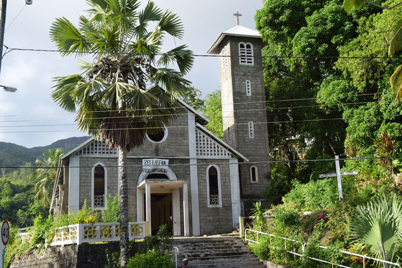 Our trip to the beautiful Seychelles islands - Beautiful church along the western coastline at Mahe